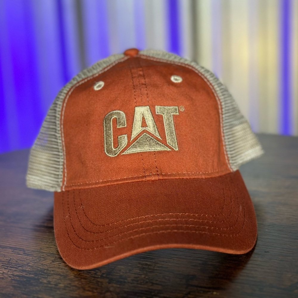 CATERPILLAR ORANGE TWILL/TAN MESH-CAT HAT NEW!